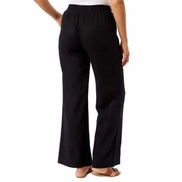 Briggs Linen Blend Pull-on Wide Leg Black Pant XL with Pocket Detail Black NWT - Picture 4 of 4